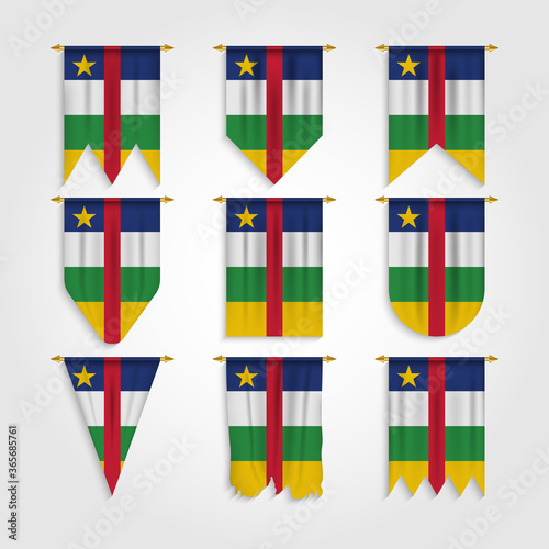 Central African Republic flag in different shapes, Flag of Central Republic in various shapes