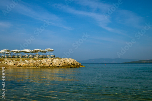Croatian beach at a sunny morning in the Island Krk. 