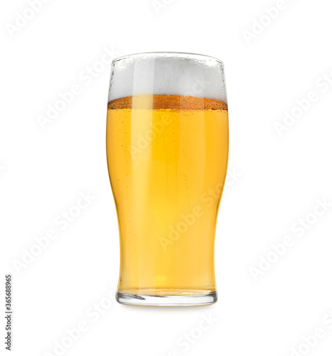 Glass with tasty beer isolated on white