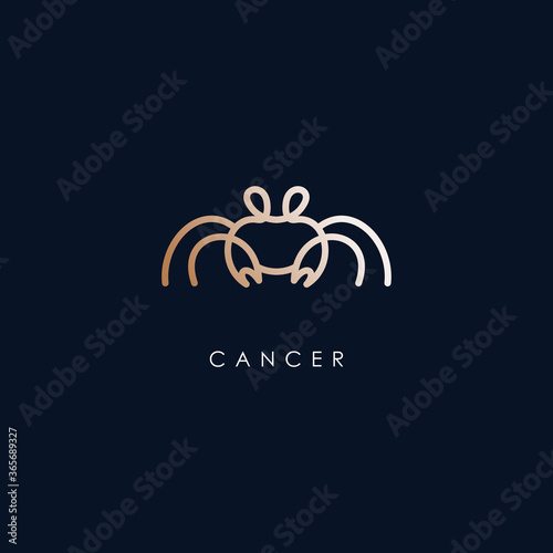Cancer Zodiac Logo Design With Luxury Gold Colour. Cancer Zodiac Logo Template. Modern Design. Flat Logo. Vector Illustration
