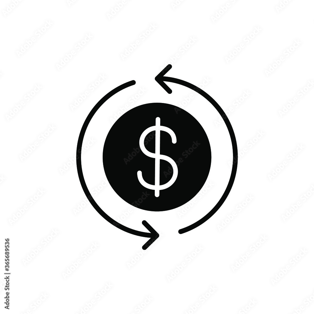 Cashback icon, return money. Cash back rebate, Reinvest earning, chargeback, Dollar coin with arrow, credit payment tax exchange simple solid style Vector illustration Design, white background EPS10 Cashback icon, return money. Cash back rebate, Reinvest earning, chargeback, Dollar coin with arrow, credit payment tax exchange simple solid style Vector illustration Design, white background EPS10