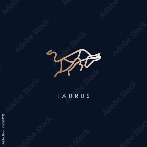 Taurus Zodiac Logo Design With Luxury Gold Colour. Taurus Zodiac Logo Template. Modern Design. Flat Logo. Vector Illustration