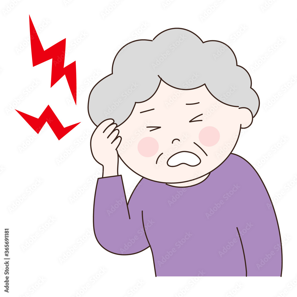 Elderly woman have a terrible headache. Vector illustration isolated on white background. Elderly woman have a terrible headache. Vector illustration isolated on white background.