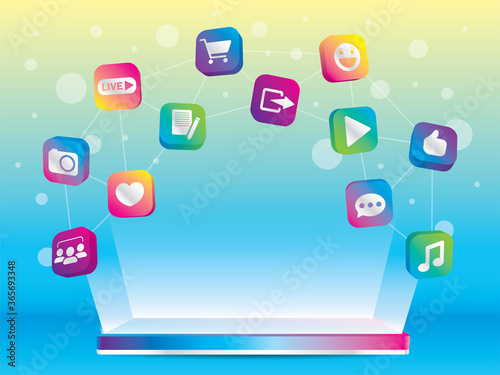 Social media platform illustration vector.