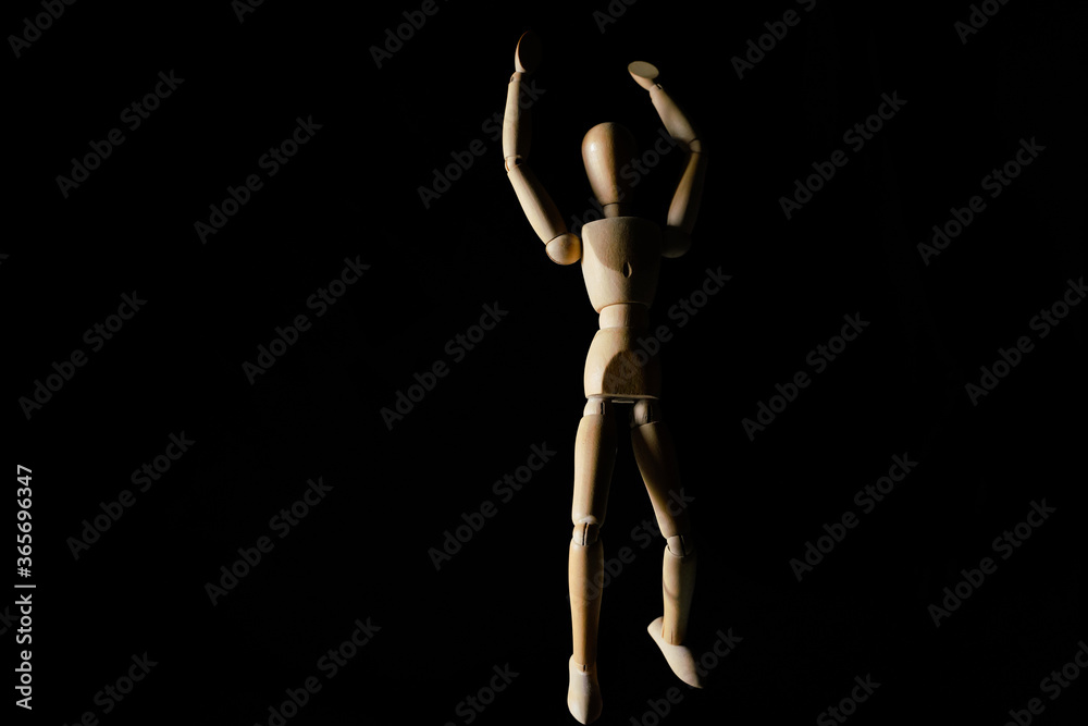 Wooden Mannequin Human Figure Sketching Painting Model black background Wooden Mannequin Human Figure Sketching Painting Model black background
