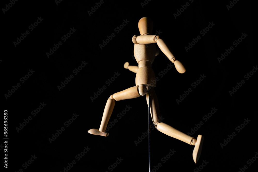 Wooden Mannequin Human Figure Sketching Painting Model black background Wooden Mannequin Human Figure Sketching Painting Model black background