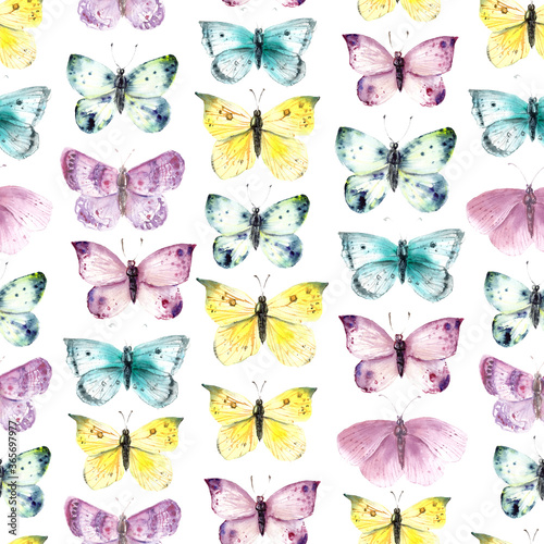 Colorful butterflies and moths seamless pattern © katyabogina