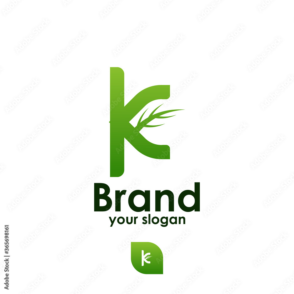 letter vector k with green twigs letter vector k with green twigs