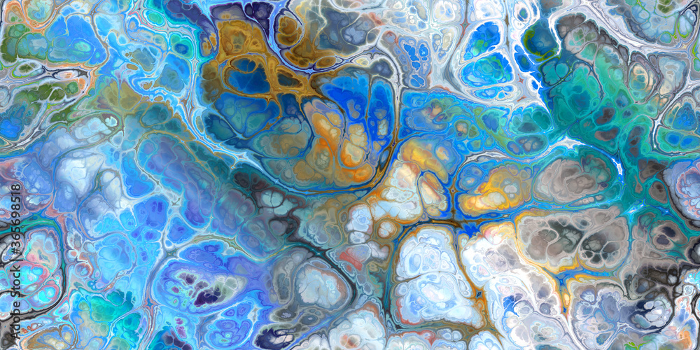 Abstract marble composition in shades of blue, white and beige