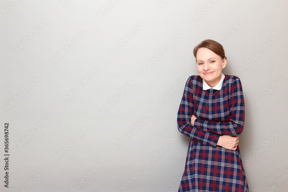 Portrait of happy cheerful girl laughing at funny joke Portrait of happy cheerful girl laughing at funny joke