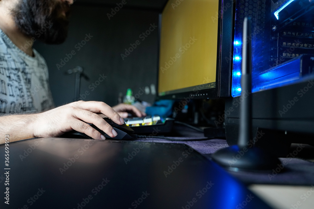 designer gamer using computer desktop designer gamer using computer desktop