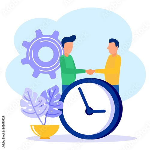 Vector illustration, business people with a clock with a white background, express service, time management concepts, fast reactions.