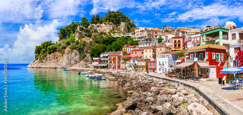 Coloful beautiful town Parga - perfect getaway in Ionian coast of Greece, popular tourist attraction and summer holidays in Epirus photo
