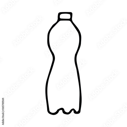 plastic bottle hand drawn in doodle style. vector, scandinavian, monochrome. single element for design sticker, card, poster, flyer. plastic, garbage sorting, container, waste, ecology, packaging