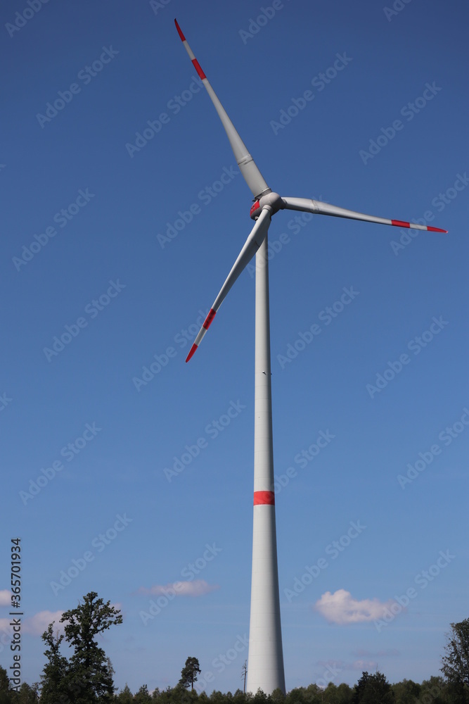 wind turbine on blue sky