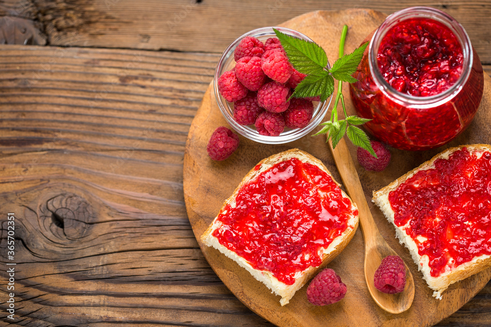 Raspberry jam on the bread Raspberry jam on the bread
