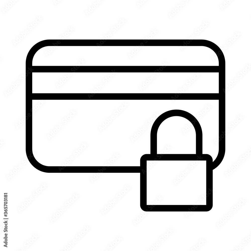 safe padlock with credit card data security line style