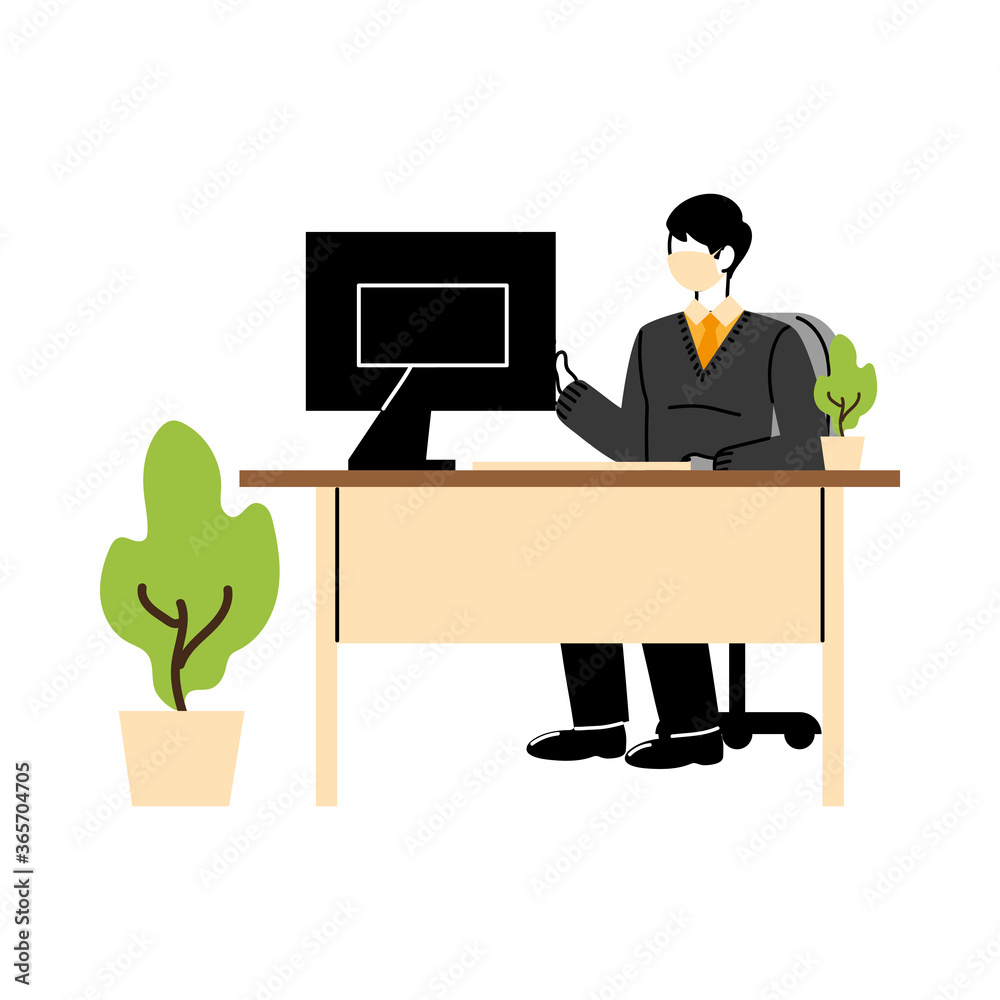 secretary wearing face mask at her workplace secretary wearing face mask at her workplace