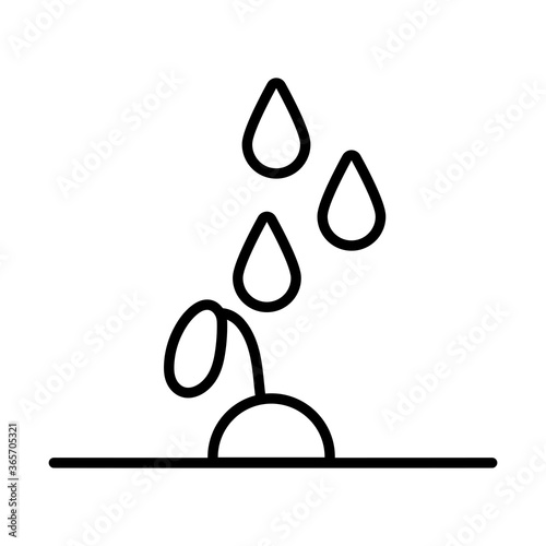 growth plant with drops line style icon