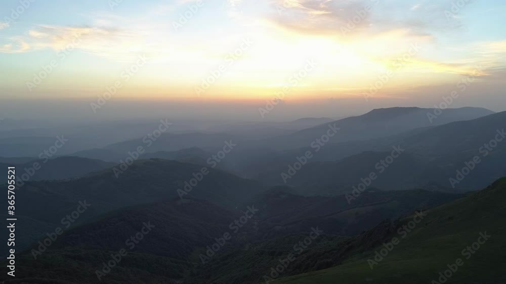 Aerial shot of sunset at Stara Planina mountain, Serbia. Aerial shot of sunset at Stara Planina mountain, Serbia.