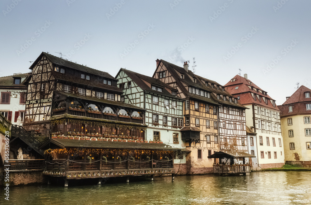 German houses in Strasbourg by the river France