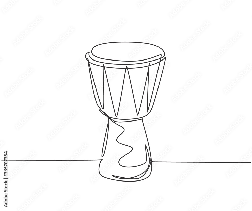 Vecteur Stock Single continuous line drawing of traditional African ethnic  drum, djembe. Modern percussion music instruments concept one line draw  design graphic vector illustration | Adobe Stock