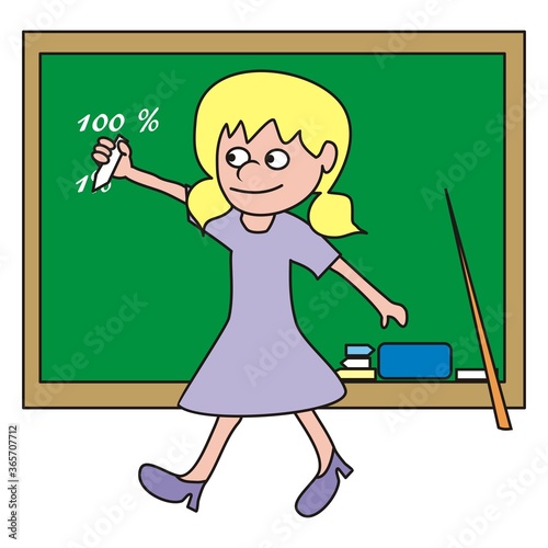 teacher in the classroom, vector illustration