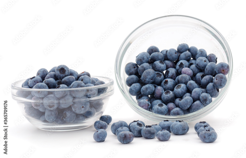 Glass bowl of blueberries. Glass bowl of blueberries.