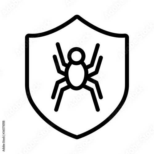 shield secure with spider line style icon