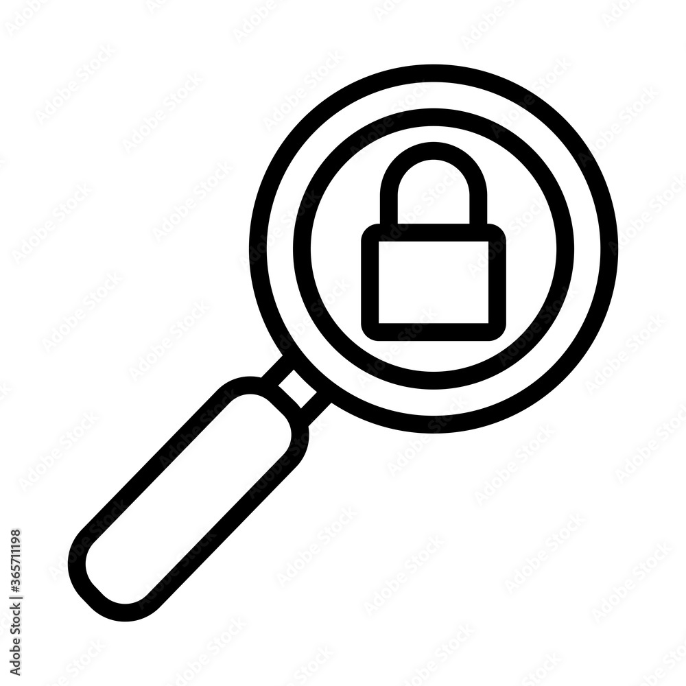 magnifying glass with padlock line style icon magnifying glass with padlock line style icon