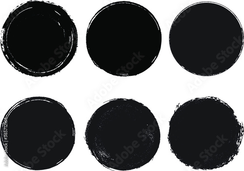 Set of black grunge round frames