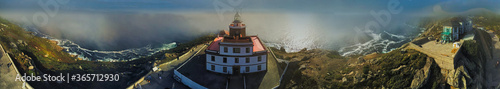 Aerial view of Lighthouse in Galicia. Spain. Drone Photo