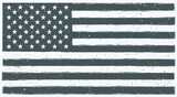 Old dirty black and white American flag