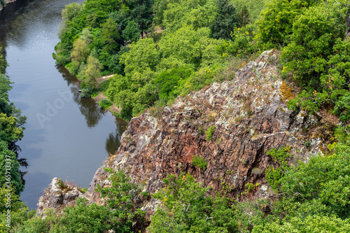 Scenic view from Rheingrafenstein at landscape with river nahe photo