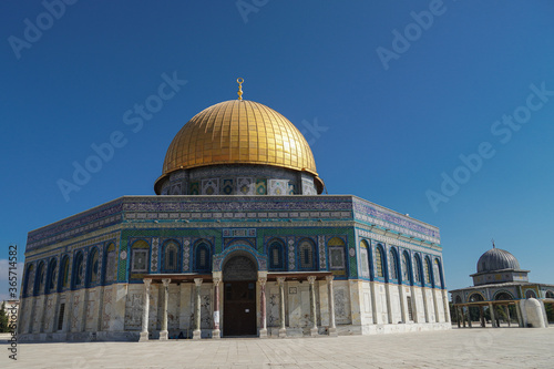 The mosque Dome of the Rock, on the Temple Mount in the Old City of Jerusalem, Israel