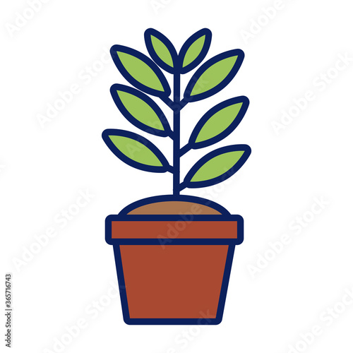 growth plant in ceramic pot line and fill style icon