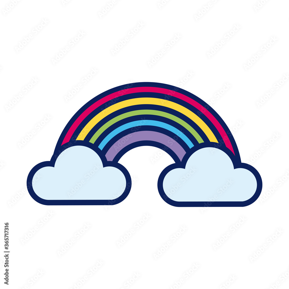 rainbow and clouds line and fill style icon rainbow and clouds line and fill style icon