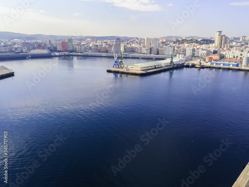 La Coruna. Aerial view in harbor Area . Galicia,Spain. Drone Photo © VEOy.com