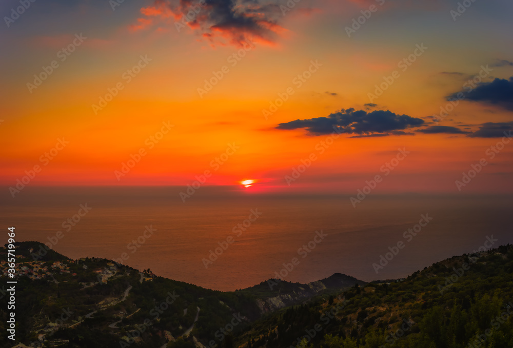 Obraz premium Sunset in Lefkada island of Greece.