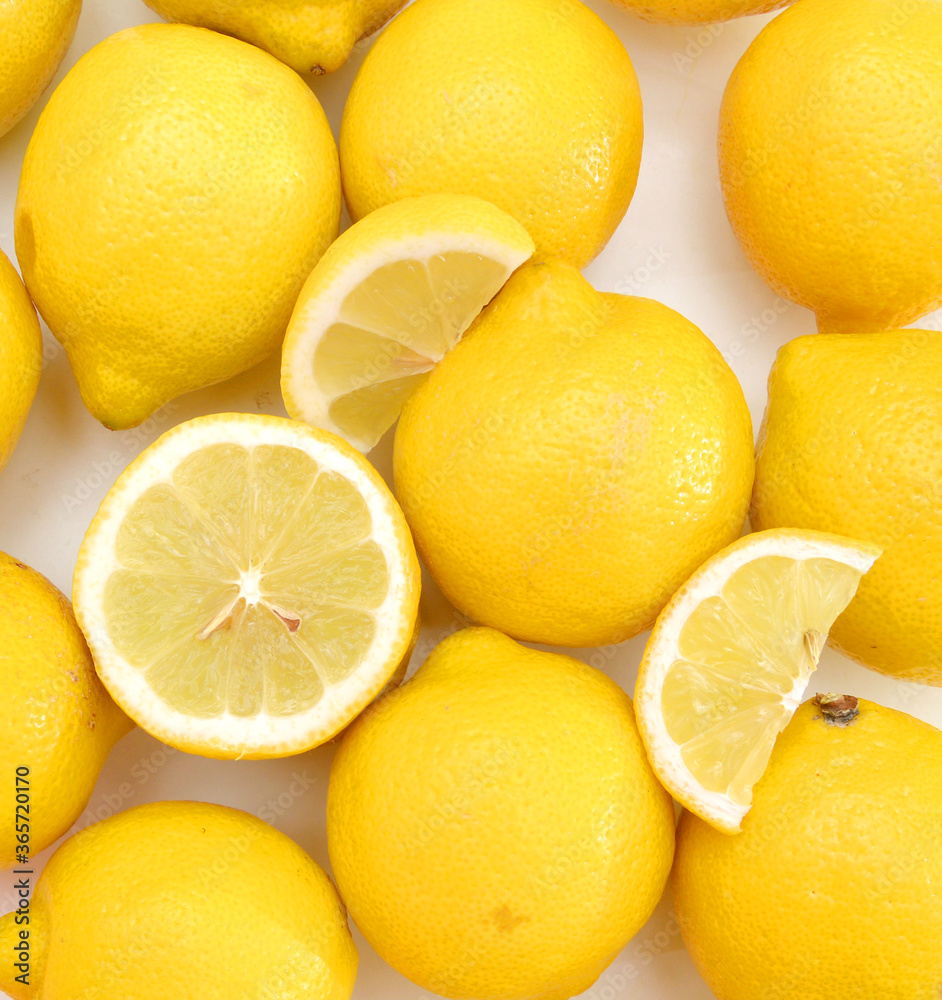 slices and  lemon on background