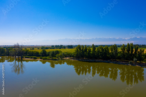 Scenic view of lake, Almaty, Kazakhstan