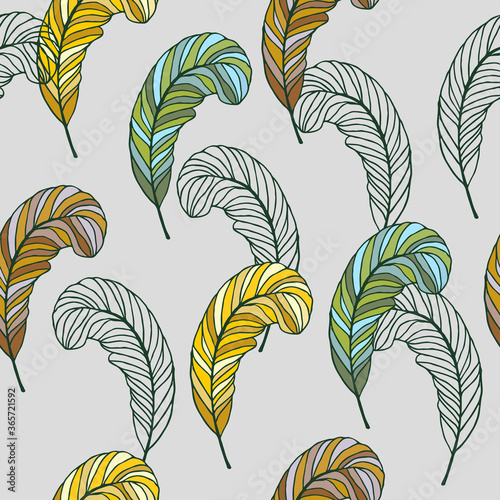 Vector seamless retro pattern with feathers