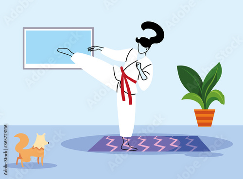 woman training at home for quarantine