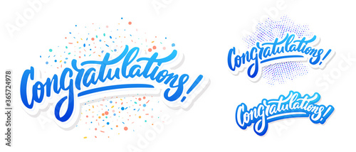 Congratulations. Greeting banners set. Vector lettering. photo