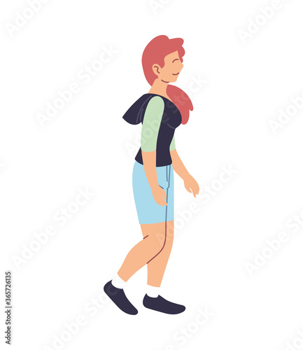 Woman with sportswear walking vector design