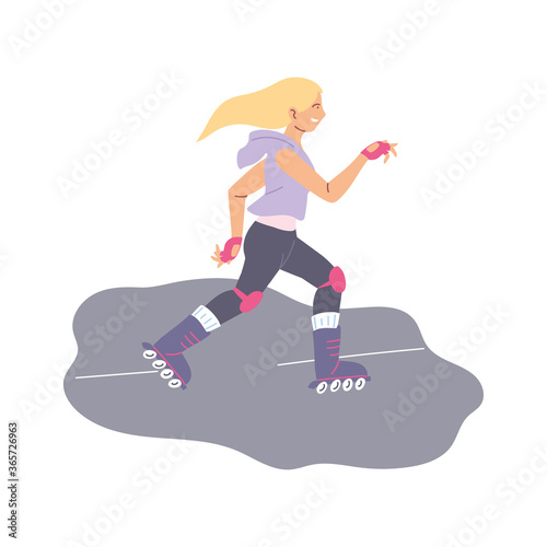 Woman skating at street vector design
