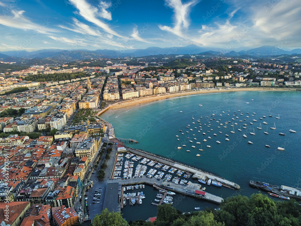 San Sebastian, city of Basque Country. Spain. Drone Photo