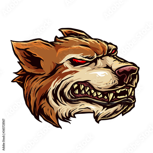 vector of grin wolf mascot design