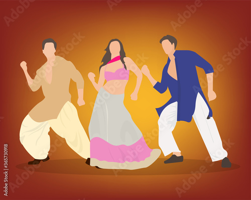 A bollywood dance sequence with actors performing bollywood style dance moves.