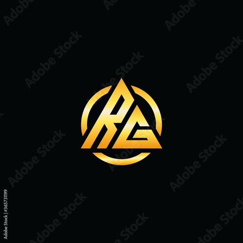 Free Download RG Logo with squere shape design template with gold colors - GFXLoad